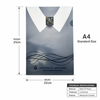 Protège-feuilles transparents en PP format A4 personnalisés en forme de L avec levier, surface brillante/mate/givrée, imprimés offset