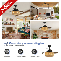 1stshine Ventilador de techo Invisible PC Cuchillas ocultas 6 Velocidades Ajuste de tiempo Luz de ventilador de techo retráctil