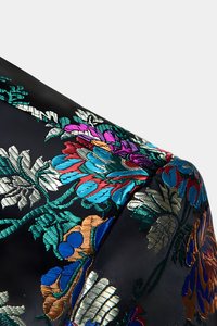 Tailored Custom Prom <strong>Suit</strong> Classic Wedding Men Tuxedo Black Floral <strong>Multi</strong> Color Tuxedo 3 Piece Men <strong>Suits</strong> - Product Image 5