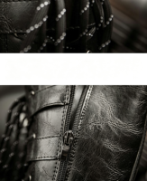 Bottes tactiques noires pour hommes à tige haute, avec boucles métalliques, semelle extérieure en caoutchouc antidérapante, bottes de moto tendance
