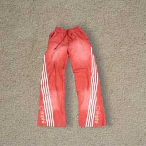 New Fashion Thick Cotton Wide <b>Leg</b> Sweatpants Men Custom logo Printed Acid Washed Stripe Sweatpants - Product Image 1