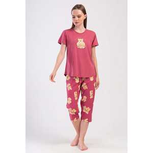 ชุดนอนผู้หญิงคอกลมแขนสั้นทรงวงรีคาปรี - Product Image 4