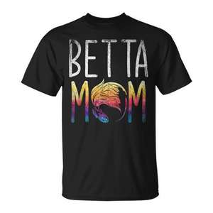 Camiseta Betta Mom de manga corta con cuello redondo, estampado digital, unisex, para adultos, regalo promocional para amantes de los peces Betta, propietarios de mascotas de acuario - Product Image 1