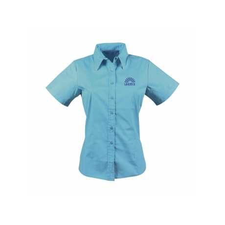 L&S Chic Women's Blouse Geometric Poplin Chiffon with Lace Decoration Embroidered Top in XS to XL Sizes for Office Wear