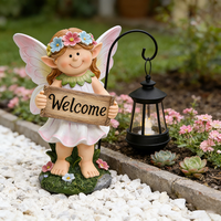 Maßgefertigte LED-Laterne Feengarten-Statue Harz-Willkommensschild Wetterfeste Außenlandschafts-Dekoration Garten-Deko Geschenk