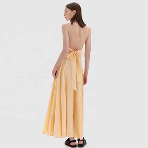2024 all'ingrosso estate profondo scollo a V Boho <span class=keywords><strong>spalline</strong></span> abito lungo Sexy papillon croce all'americana Maxi abiti Casual da donna - Product Image 1