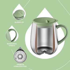 Gobelet isotherme moderne en acier inoxydable à double paroi de 300 ml avec couvercle anti-fuite, sans BPA, isolation thermique 12-24 heures pour café - Product Image 2