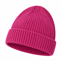 Bonnet classique côtelé à revers, unisexe, couleur unie, en acrylique, anti-boulochage, chaud, pour l'hiver et les trajets quotidiens en extérieur