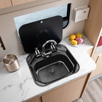 Évier de cuisine compact pour camping-car, en acier inoxydable 304, cuve carrée avec robinet, design moderne, accessoires pour camping-car