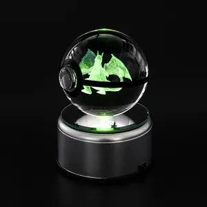 Bola de cristal de Pokémon harizard, juguete de bola de Pokémon grabado con láser 3D, K9