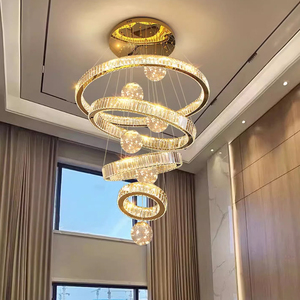 Lámpara de Araña de Cristal Moderna, Grande y Lujosa, Redonda, para Sala de Estar, Edificio Dúplex, Lámpara Colgante para Escalera - Product Image 6