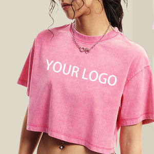Camiseta de Mujer de Alta Calidad, 230 g/m², Lavada con Ácido, Transpirable, de Algodón Tejido, Vintage, Personalizada con Logotipo Impreso en Chenilla 3D - Product Image 2