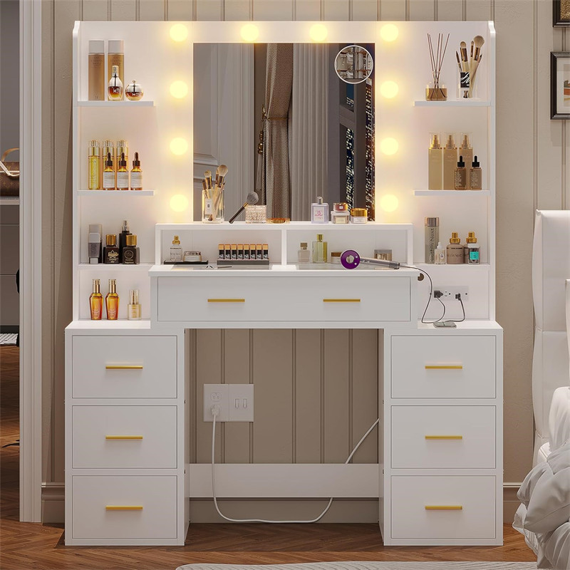 chinese dress ladies BarberPub Modern Vanity Desk with Mirror, Light Luxury Dressing Table