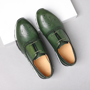 Chaussures décontractées respirantes à lacets pour hommes, style marche, semelle en caoutchouc, légères, en cuir véritable, baskets pour hommes - Product Image 5