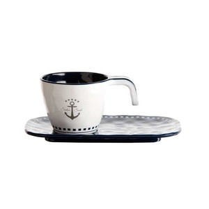 Juego de 6 tazas de café de estilo retro de porcelana, platillo Sailor Soul para negocios marinos, 6 cm de diámetro, 5 cm de altura, abastecido para hoteles - Product Image 1