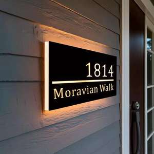 Letrero <span class=keywords><strong>de</strong></span> Dirección Escolar con Retroiluminación LED Personalizada, Letrero <span class=keywords><strong>de</strong></span> Número <span class=keywords><strong>de</strong></span> Puerta Iluminado, AC 110-220V, IP65, Impermeable, Acrílico Táctil + Acero Inoxidable - Product Image 2