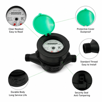 Compteur d'eau multi-jets en plastique à cadran sec R100 DN15 15mm Corps en nylon fileté Lecture directe résidentielle ISO 4064 IP68