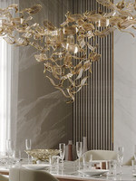 Lustre artistique en verre en forme de feuille pour hall d'hôtel, bureau de vente, espace d'exposition, salle de banquet, bar - 110-240V, garantie 1 an