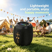 Enceinte sans fil portable avec grand haut-parleur de 66 mm, étanche IPX4, lumière RGB, 5W, micro intégré pour le camping en extérieur