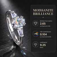 Bague en moissanite, argent sterling 925, coupe ovale, 1 carat, baguette conique, trois pierres, bague de fiançailles pour femme