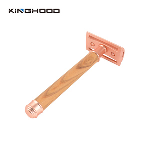 Pisau Cukur Pegangan Bambu, Pisau Cukur Keselamatan Kayu Balde Kembar Logam Ramah - Product Image 2