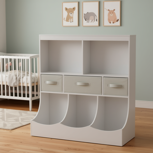 Organiseur de rangement pour jouets d'enfants, gris, en plastique, avec tiroirs et étagères pour chambre D0100X35S58 - Product Image 2