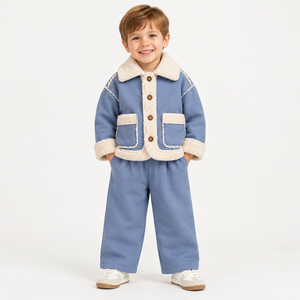 Vêtements pour enfants, veste en polaire pour garçons pour l'hiver, manteau en polaire à boutons pour enfants de petite et moyenne taille - Product Image 3