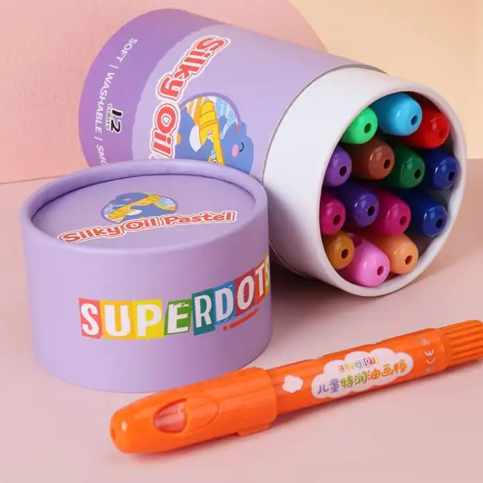 Цветная коробка 12 шт. масляные пастельные шелковистые карандаши инструмент для рисования для студентов моющиеся нетоксичные пастельные хайлайтеры детские игрушки для рисования