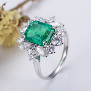 Tuyệt Vời 6ct Phòng Thí Nghiệm Ngọc Lục Bảo Phòng Thí Nghiệm Grown Kim Cương Nhẫn Bất 10K Rắn Vàng Đám Cưới Đồ Trang Sức Mỹ Nhẫn - Product Image 4