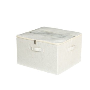 กล่องเก็บของผ้าฝ้ายเทียนซาน รูปทรงสี่เหลี่ยมผืนผ้า พับได้ พร้อมฝาปิดใส สำหรับจัดเก็บผ้าห่มและเสื้อผ้า - Product Image 4