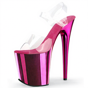 Scarpe con Tacco Alto 20cm per Pole <span class=keywords><strong>Dance</strong></span>, Plataforma con Punta Aperta, Tacco Sottile Dorato per Spettacoli - Product Image 1