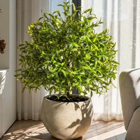 Boule de topiaire artificielle en cèdre, eucalyptus et buis avec piquet de sol, arbuste artificiel vert luxuriant pour extérieur