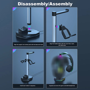 HS-SW2042 3-in-1 RGB Gaming Controller & <b>Headset</b> Charging <b>Stand</b> with 2 USB Port Controller Charger Station Game Accessories - Product Image 6