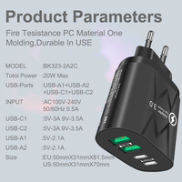 Nouveaux produits 2025 – Chargeur mural rapide PD 3.0 avec 2 ports USB et 2 ports Type-C, 9V 3A 30W, avec protection OTP/OVP pour appareil photo