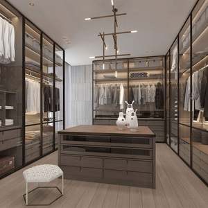 China Manufacturer Modern Custom Bedroom Wooden Wardrobe <b>with</b> <b>Dressing</b> <b>Table</b> Clothes Cabinet Glass Door Walk in Closet for Villa - Product Image 4