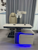 Unité de fauteuil de réfraction ophtalmique professionnelle avec table motorisée, bras d'instrumentation rétractable et panneau tactile