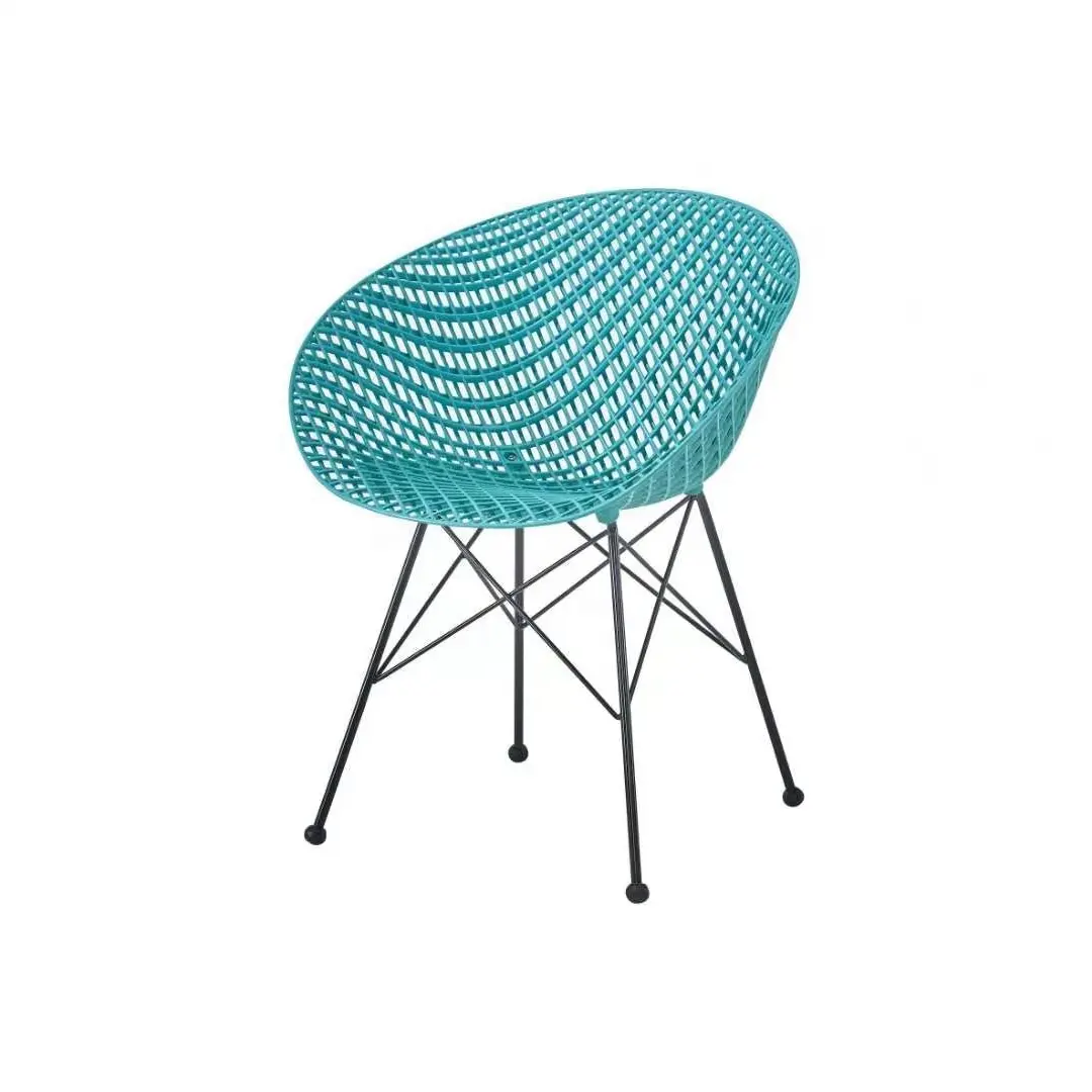 Kursi Plastik Kursi Sarang dengan Kaki Logam Kursi Makan Ruang Makan Dapur Luar Ruangan Teras Tenun Oval Kursi Makan Modern