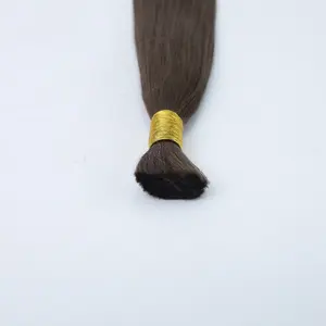 EMEDA Onlineは、横糸ミディアムブラウンなしで1つのドナーバージン人毛バルクヘアエクステンションを購入する準備ができて出荷する