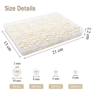 Kit d'accessoires de perles DIY, 1890 perles rondes en verre blanc pour la fabrication de bracelets - Product Image 5