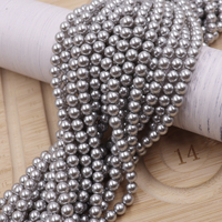 Perles en verre de 6 mm à bas prix, couleurs gris clair, blanc nacré, rose, bleu nuit, en vrac, pour la fabrication de bijoux et bracelets