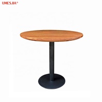 Table à manger en teck pour jardin et Patio, d'extérieur, métal foncé, couleur laiton, base en acier inoxydable, table ronde, 90cm, 9 pièces