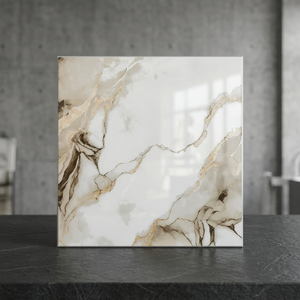 Carreaux de sol en céramique brillante effet marbre de luxe 400x400mm, porcelaine émaillée pour hall d'hôtel, villa, salon, intérieur - Product Image 6