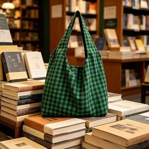 Custom Logo Checked Vest <b>Bag</b> <b>Large</b> Capacity Plaid Shoulder Shopper Tote for Shopping Daily Use - Product Image 1