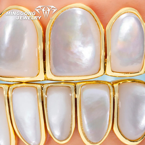 Bijoux fins personnalisables Style Hip-Hop Dents de coquillage blanc <span class=keywords><strong>Grillz</strong></span> Argent 925 Or 10K 14K 18K Design personnalisé Fino <span class=keywords><strong>Grillz</strong></span> - Product Image 5