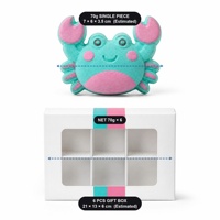 Bombe de bain effervescente en forme de crabe marin OEM ODM 70g, étiquette privée personnalisée, hydratante, adoucissante, coffret cadeau spa