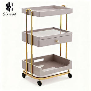 Luxury Foldable Modern Salon <b>Trolley</b> Pulleys Three-layer High Load-bearing Stainless Steel Bracket Home Office Warehouse Use - Product Image 6