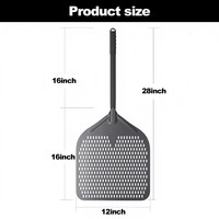 Pelle à pizza rectangulaire grande et détachable à long manche, 12 pouces, revêtement dur, pelle à pizza en aluminium perforée, pelle à retourner la pizza