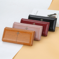 Baellerry dompet panjang lipat tiga daun semanggi empat gaya baru untuk wanita, grosir tas ponsel Vintage wanita