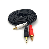 Headphone Splitter 2 in 1 kabel adaptor Audio 3.5mm 2 kabel RCA AV Audio 3.5mm Stereo Jack ke kabel RCA 3.5mm untuk Speaker