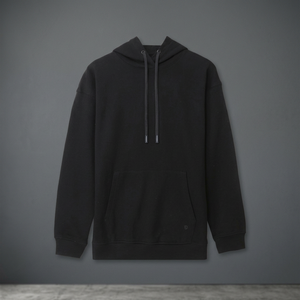 Sweat-shirt à capuche noir pour homme, coupe classique, 100% coton molletonné, vêtement décontracté pour l'automne avec poche avant - Product Image 3